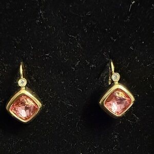 Joan Rivers Gold and Pink Square Earrings